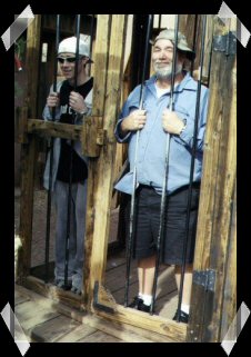 Casey and Charlie in "jail" in Calico Ghost Town