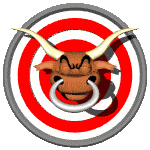 A bull head in the middle of a bullseye