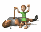 David standing over a dead Goliath