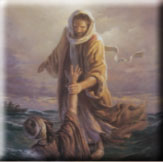 Jesus pulling Peter out of the water
