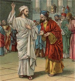 Pharisees talking to Jesus